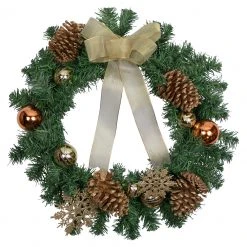 Northlight Pre-Decorated Ball Ornaments And Bow Artificial Christmas Wreath, 24-Inch, Unlit